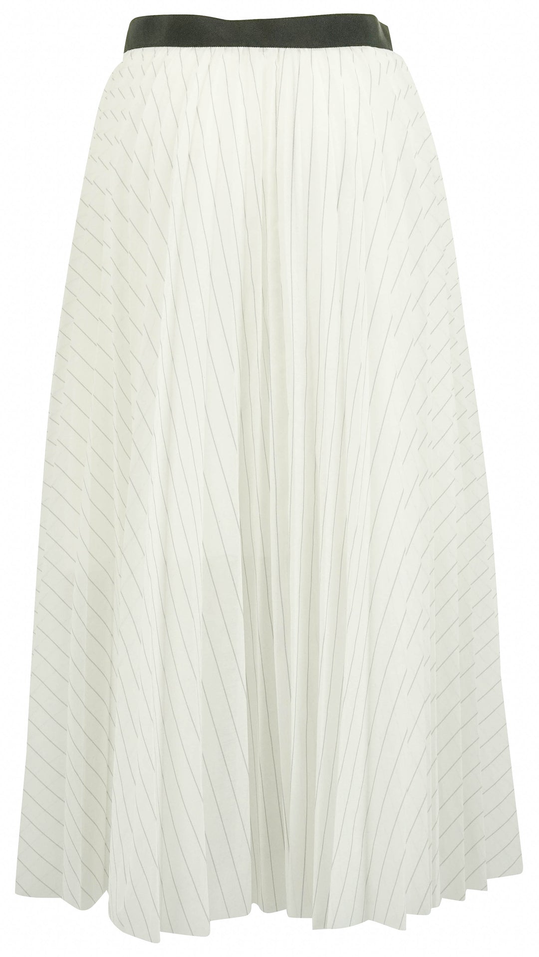Sacai Pinstripe Pleated Skirt in White and Black
