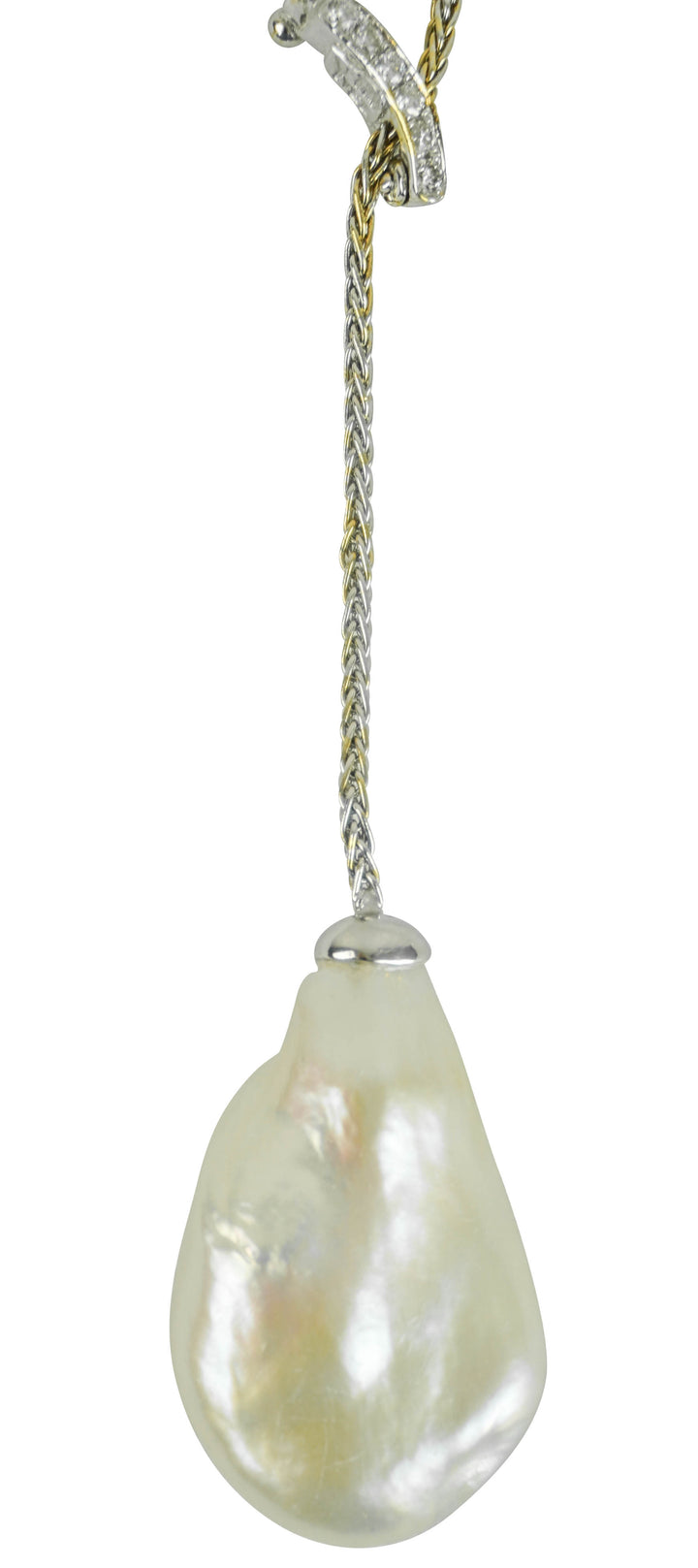 Yvel Keshi Pearl Lariat Necklace with Diamonds