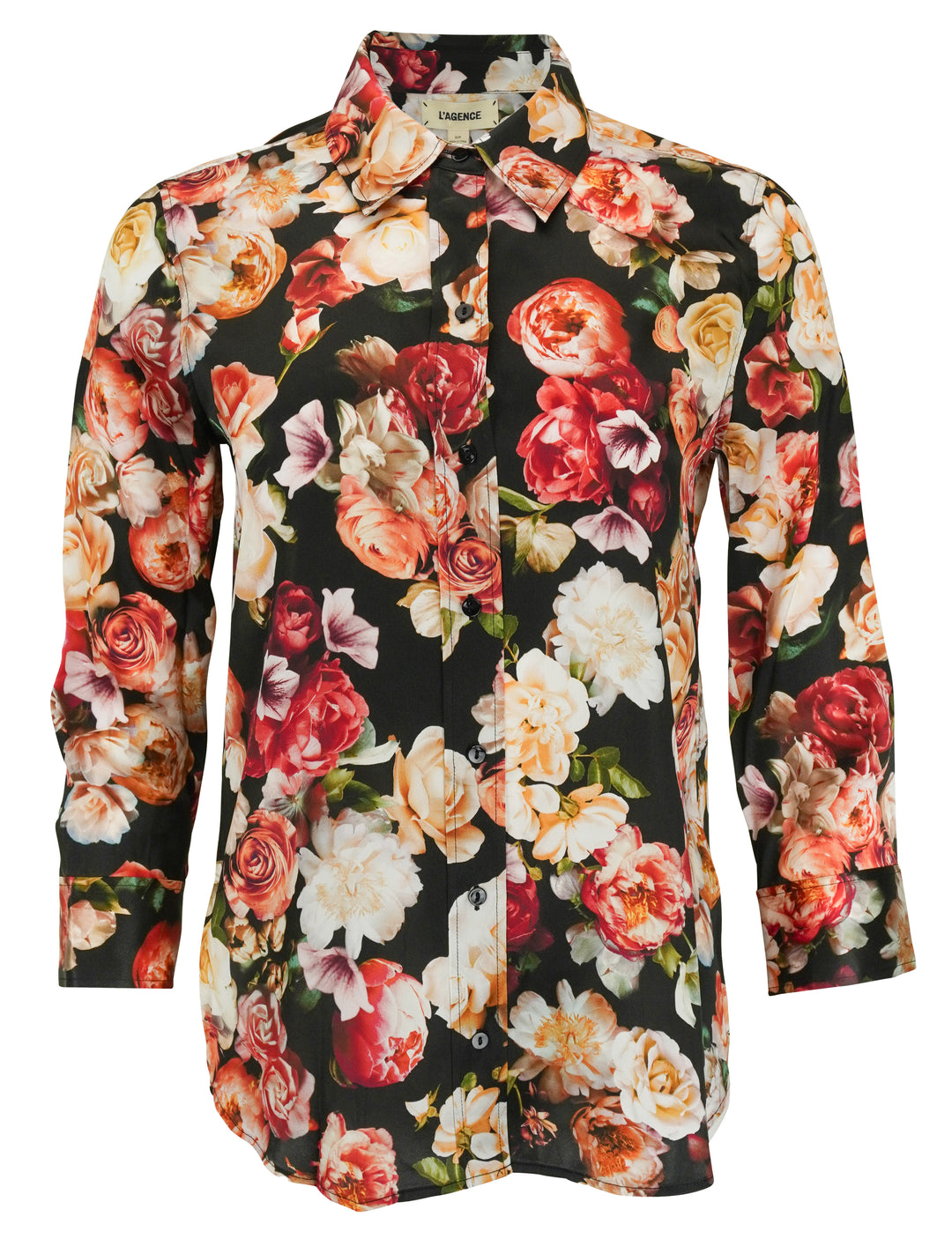 L'AGENCE Dani Silk Blouse in Multi Cluster Floral - Discounts on L'AGENCE at UAL