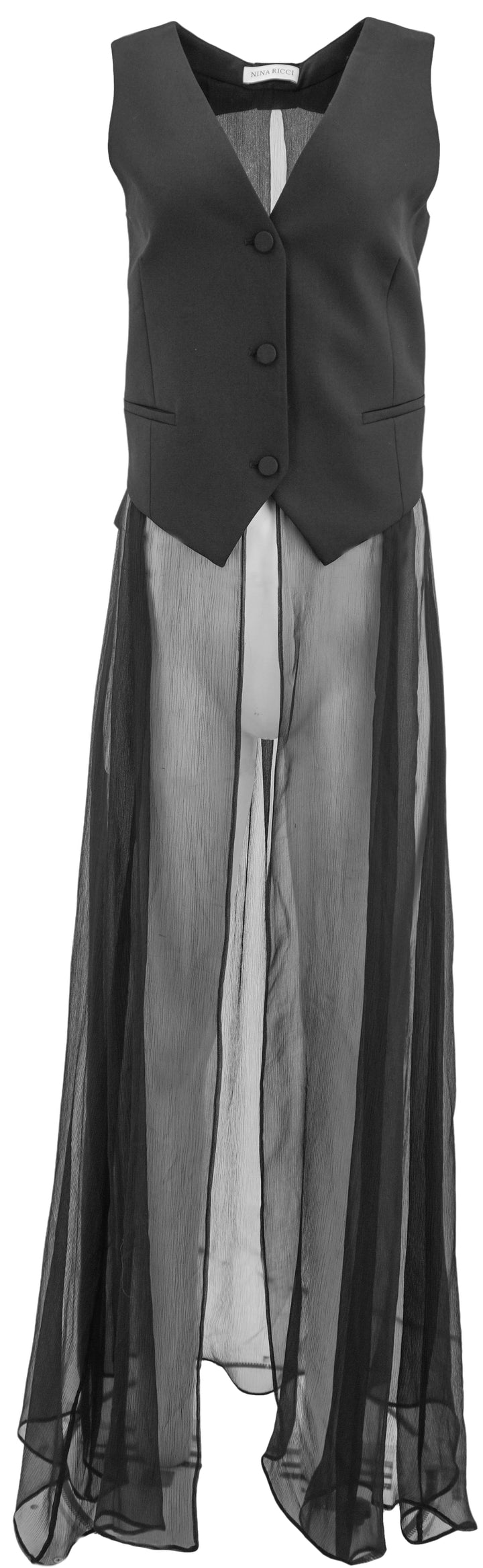 Nina Ricci Vest with Long Train in Black
