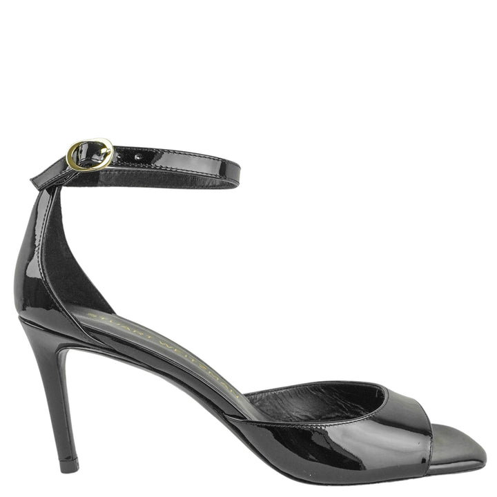 Stuart Weitzman Nudistia 75 Sandal in Black Patent Leather - Discounts on Stuart Weitzman at UAL