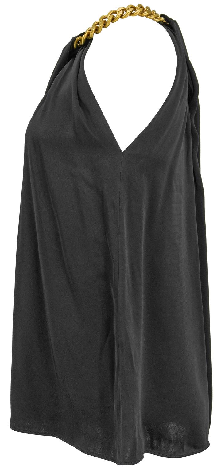 Stella McCartney Satin Chain-Link Halter Top in Black - Discounts on Stella McCartney at UAL