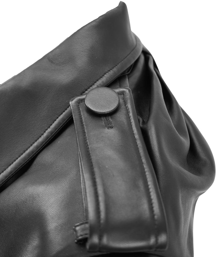 Nina Ricci Leather Trench Coat in Black