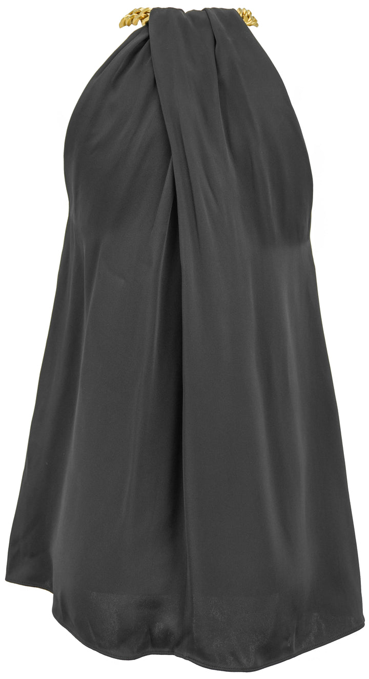 Stella McCartney Satin Chain-Link Halter Top in Black - Discounts on Stella McCartney at UAL