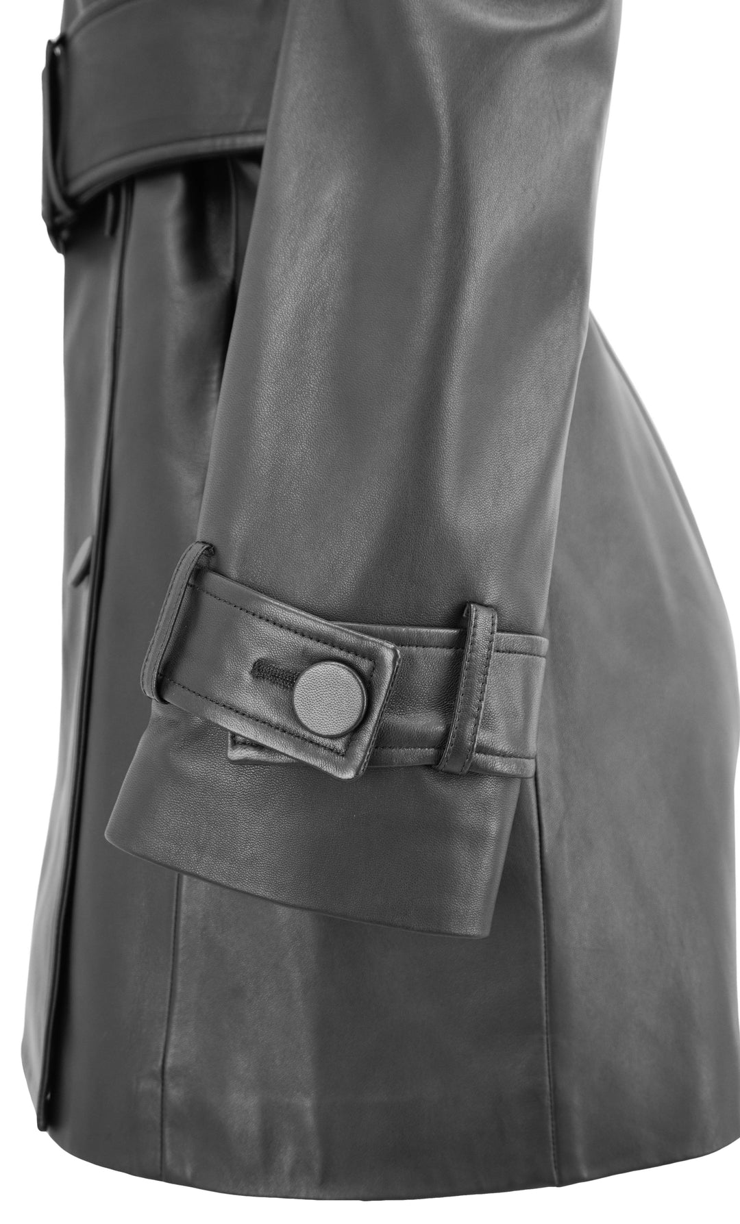 Nina Ricci Leather Trench Coat in Black
