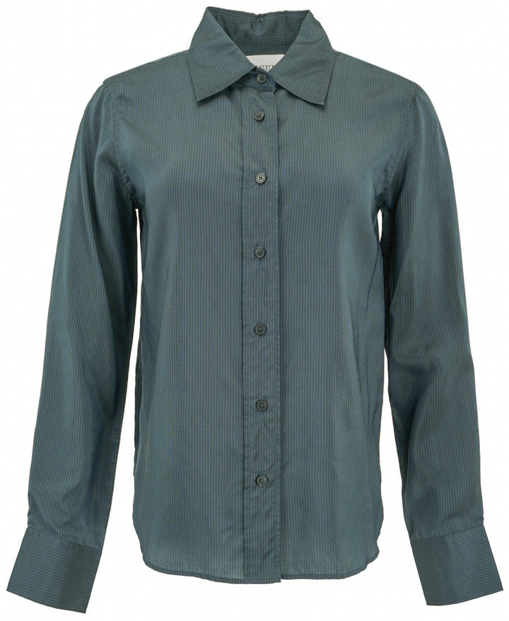 Closed Tonal Striped Button Down in Navy Blue - Discounts on Closed at UAL