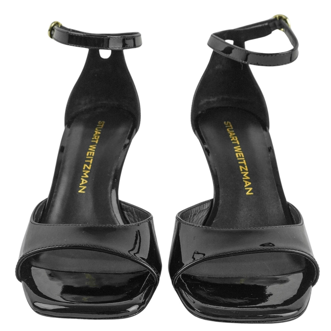 Stuart Weitzman Nudistia 75 Sandal in Black Patent Leather - Discounts on Stuart Weitzman at UAL