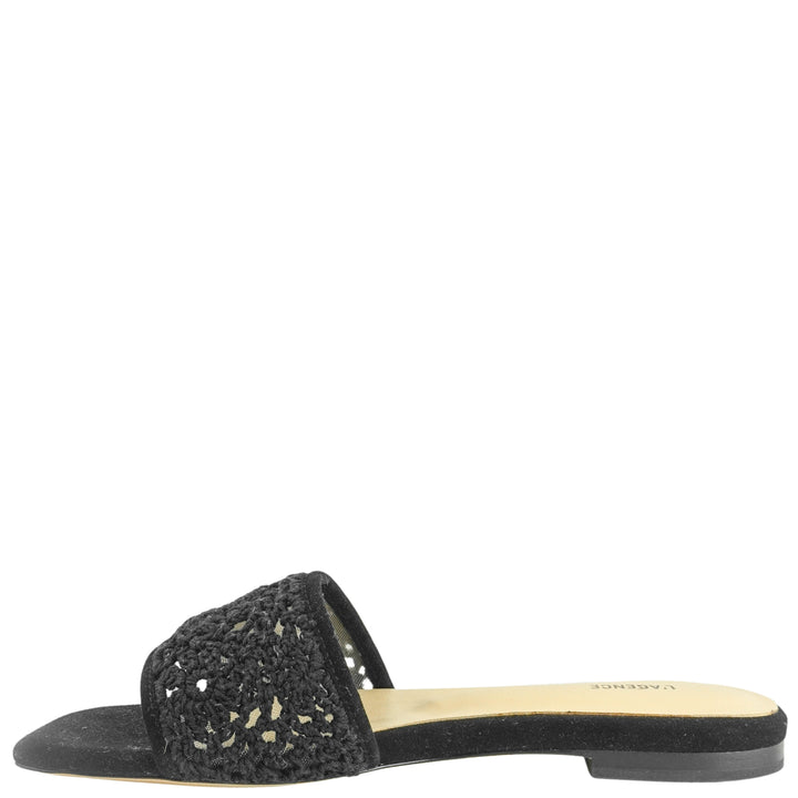 L'Agence Armelle Crochet Slide Sandals in Black - Discounts on L'AGENCE at UAL