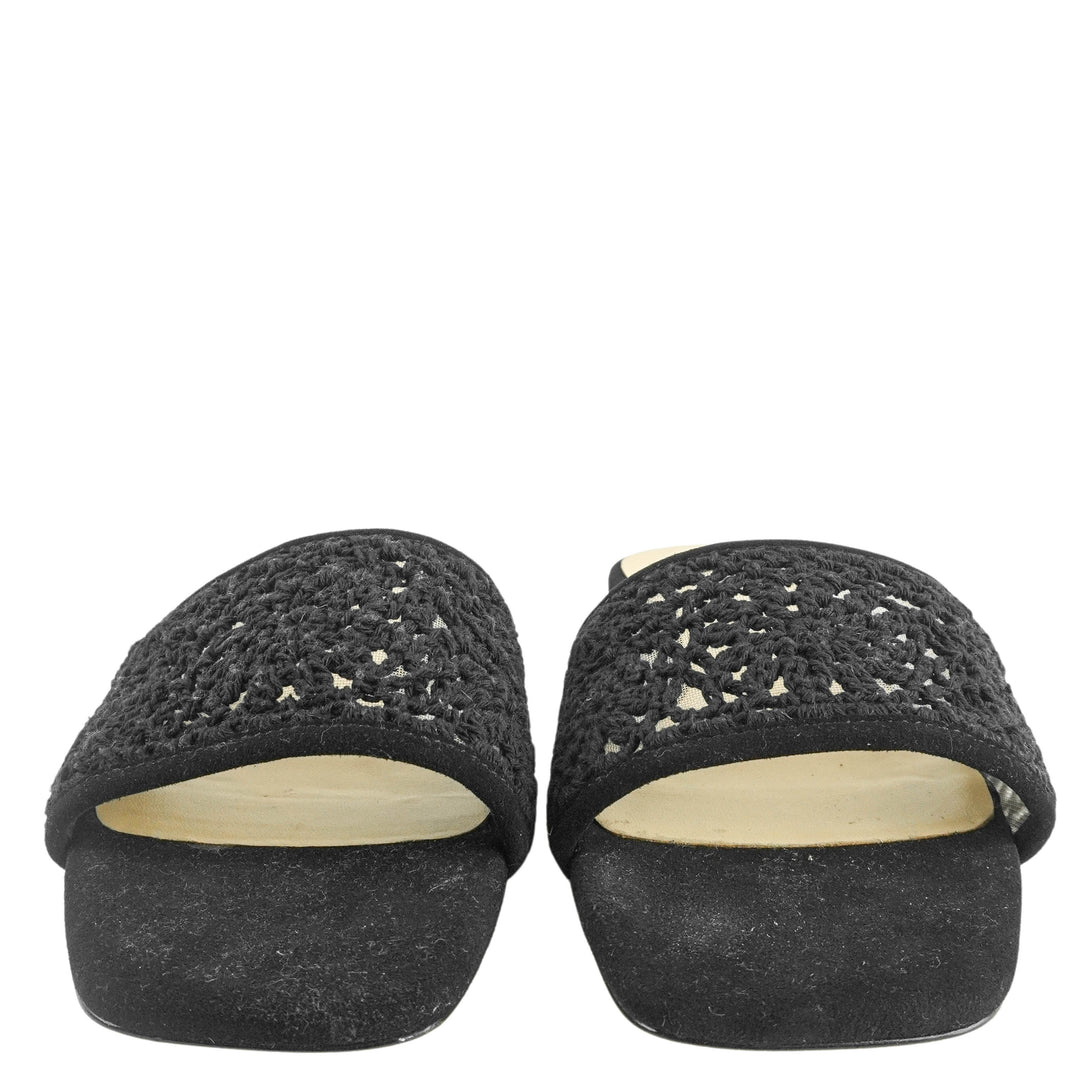 L'Agence Armelle Crochet Slide Sandals in Black - Discounts on L'AGENCE at UAL
