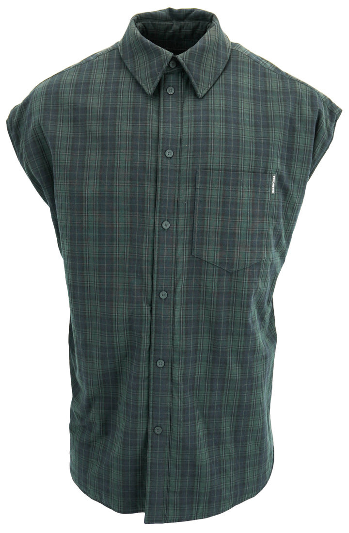 Balenciaga Oversized Padded Flannel Shirt in Navy/Geen