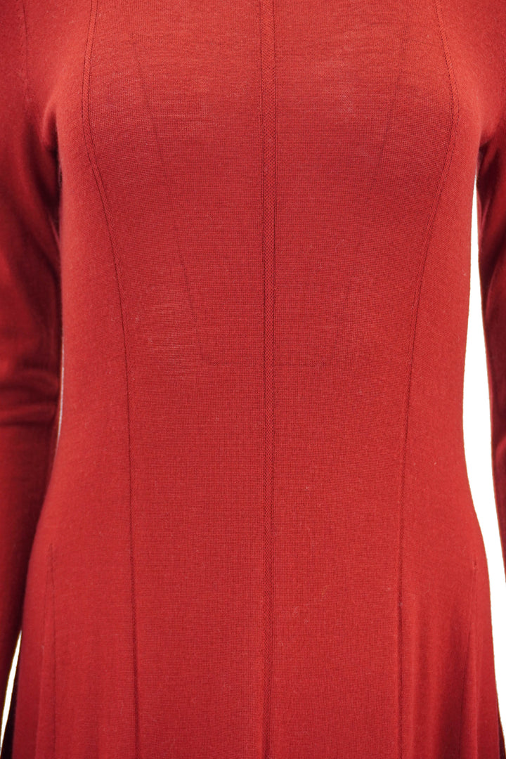 Maria McManus Godet Wool Button Dress in Burgundy - Discounts on Maria McManus at UAL