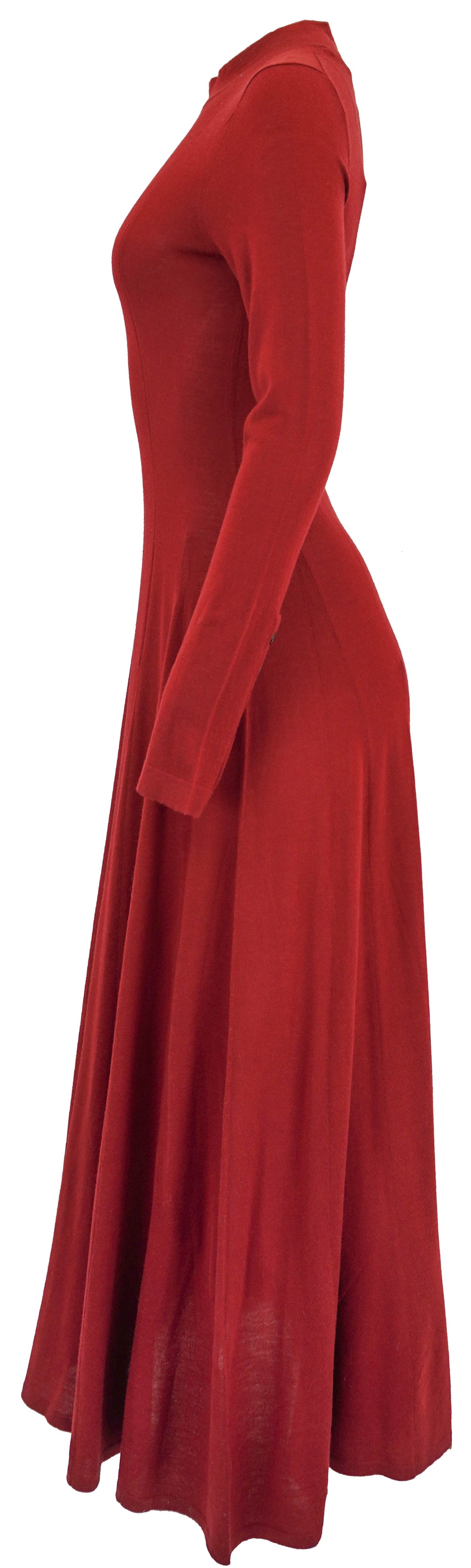 Maria McManus Godet Wool Button Dress in Burgundy - Discounts on Maria McManus at UAL