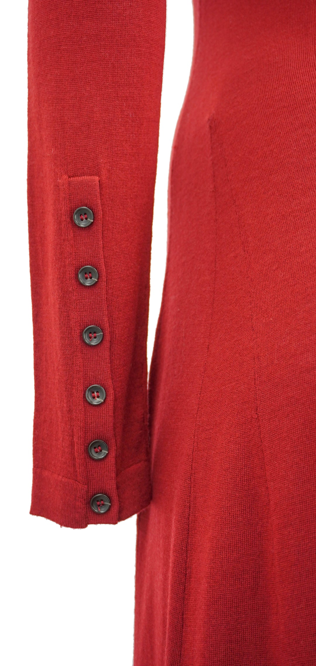 Maria McManus Godet Wool Button Dress in Burgundy - Discounts on Maria McManus at UAL