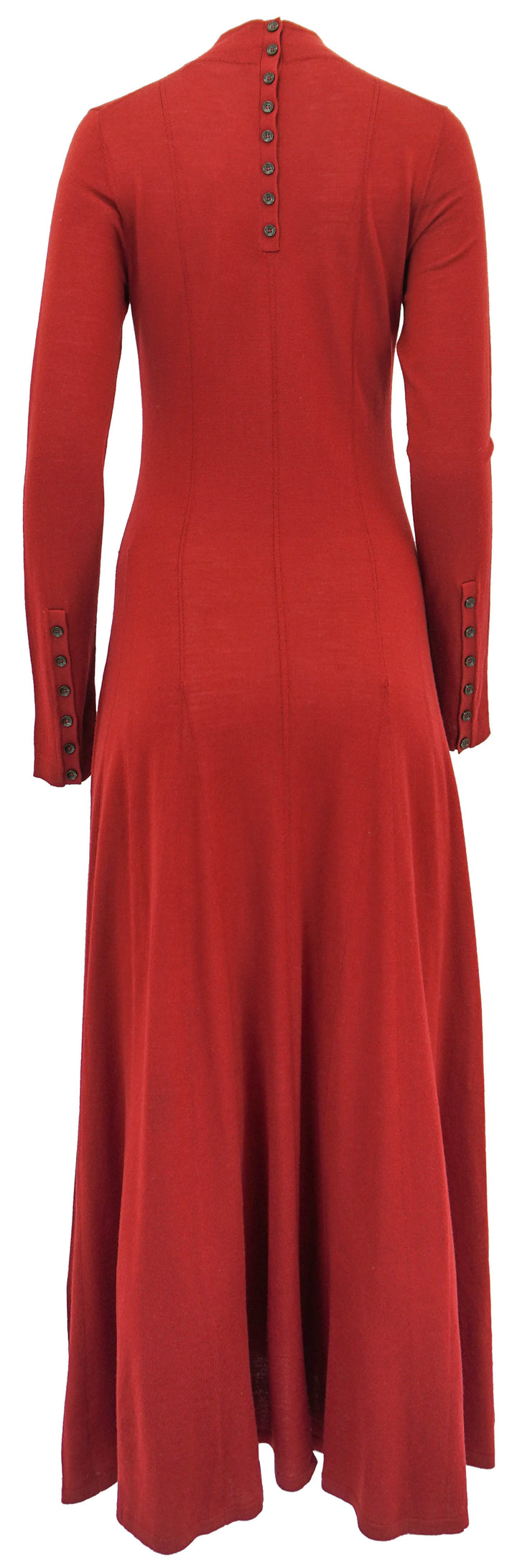 Maria McManus Godet Wool Button Dress in Burgundy - Discounts on Maria McManus at UAL