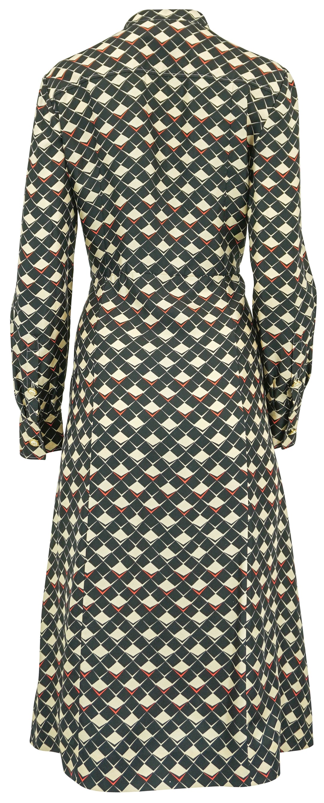 Valentino Pattern Twill Dress in Black/Cream