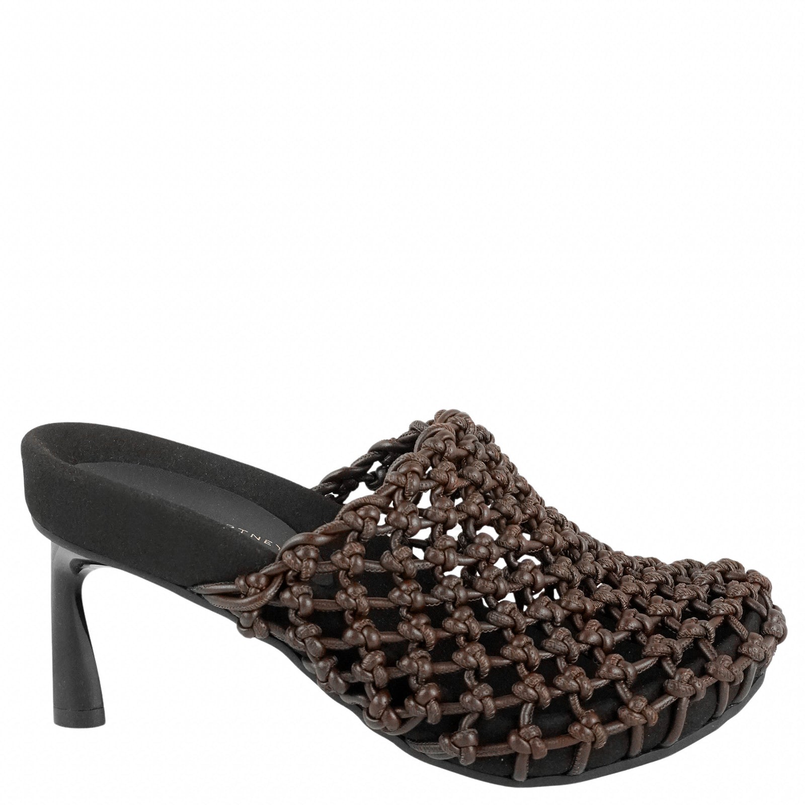 Stella McCartney Terra Recycled Knotted Net Mules in Cocoa Brown - Discounts on Stella McCartney at UAL