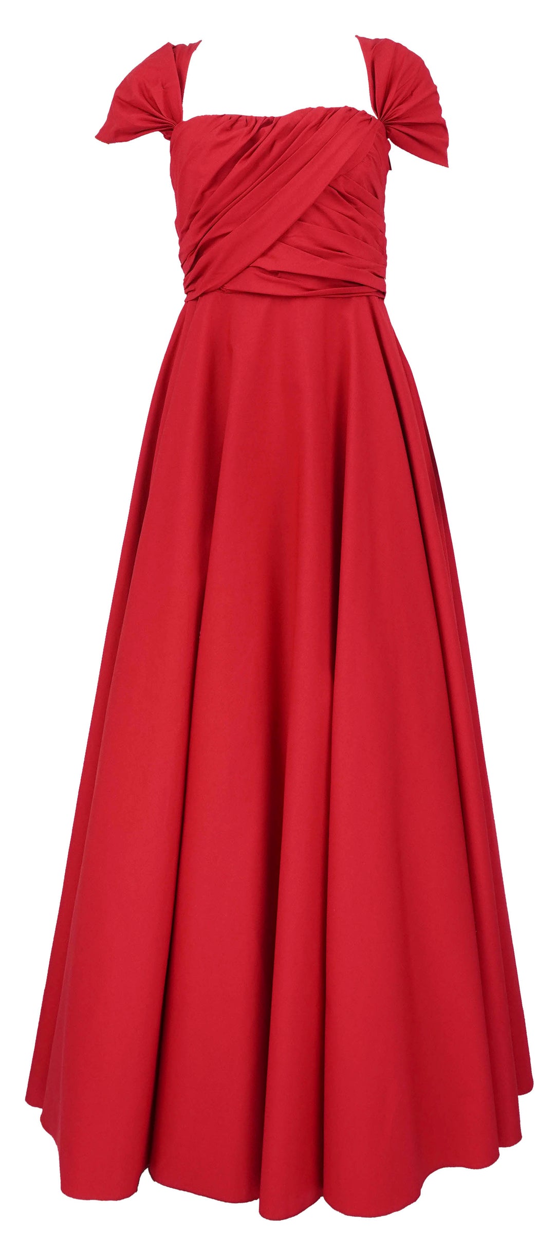 Giambattista Valli Long Corsage Poplin Dress in Red - Discounts on Giambattista Valli at UAL