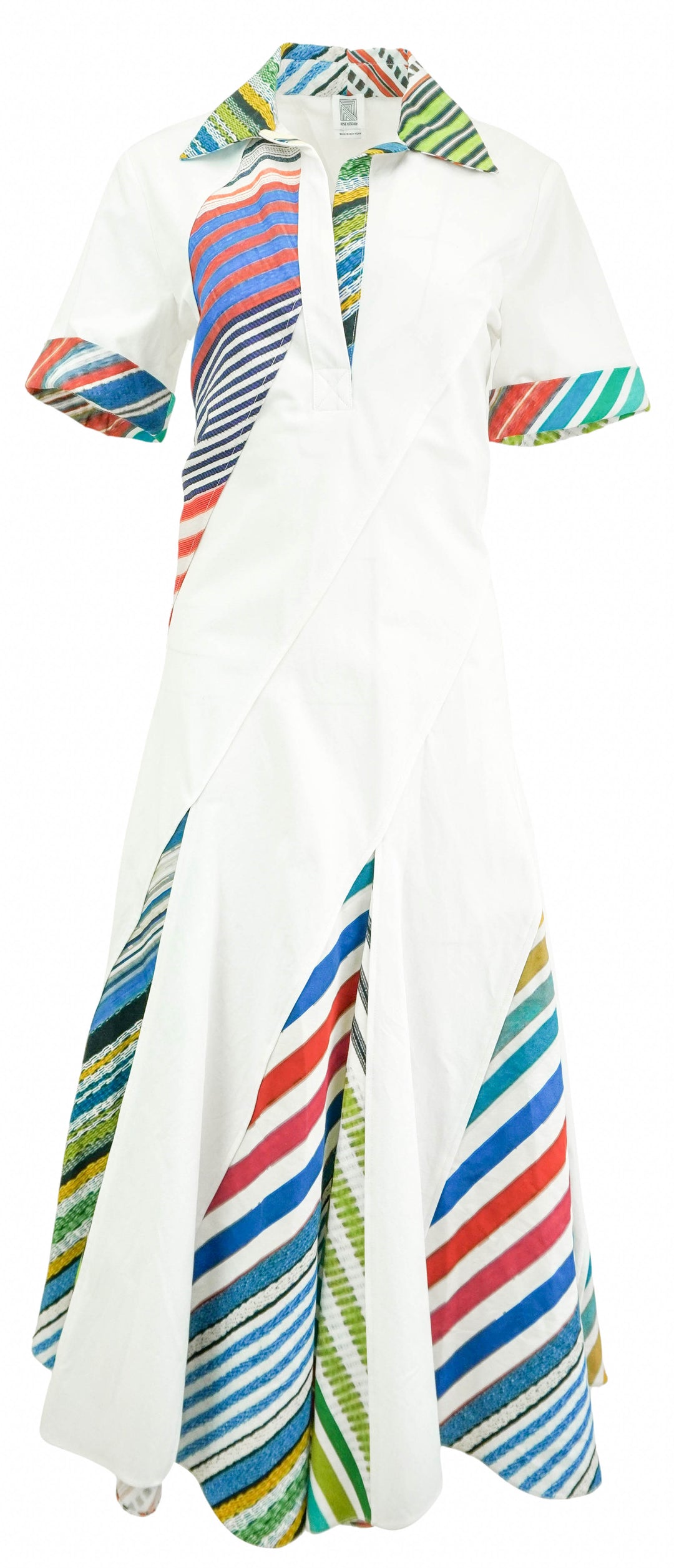 Rosie Assoulin Plot Twist Poplin Polo Dress in White Multi - Discounts on Rosie Assoulin at UAL