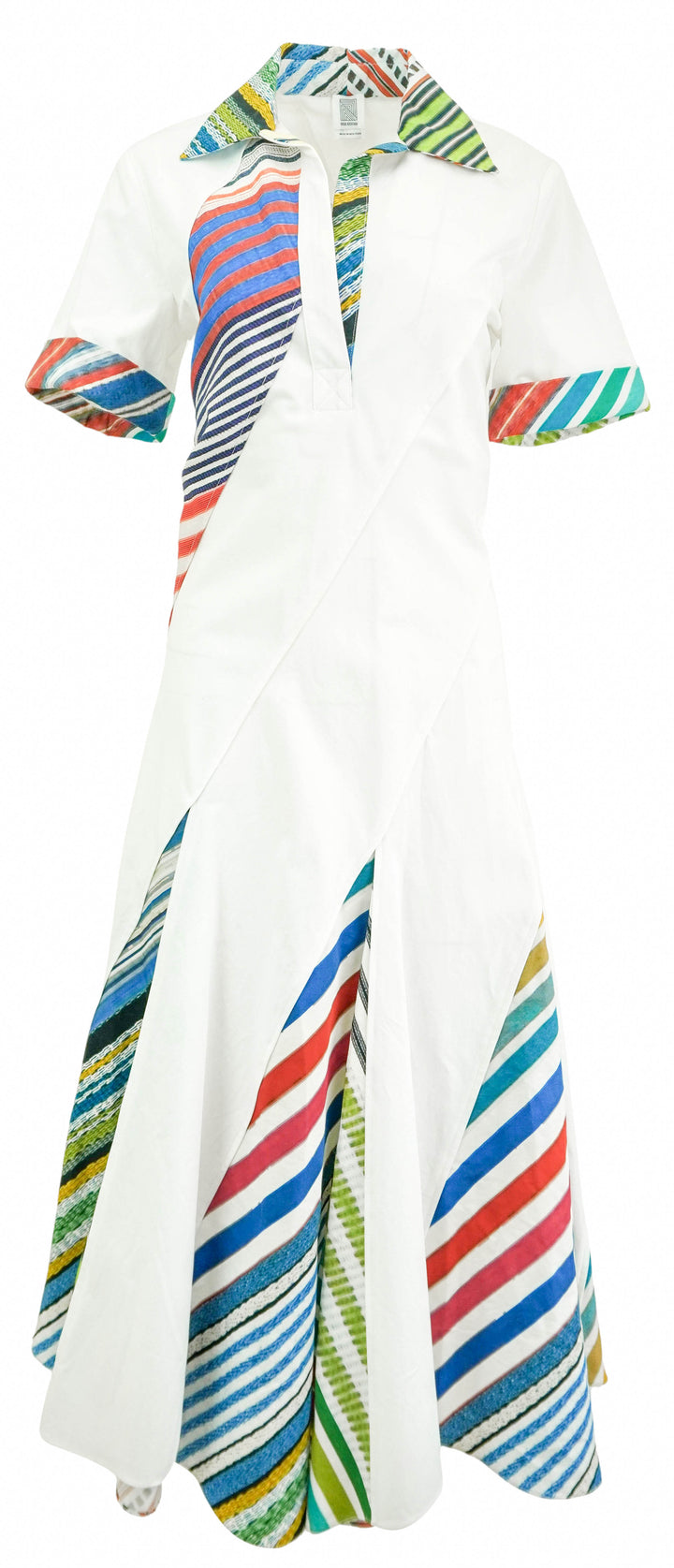 Rosie Assoulin Plot Twist Poplin Polo Dress in White Multi - Discounts on Rosie Assoulin at UAL