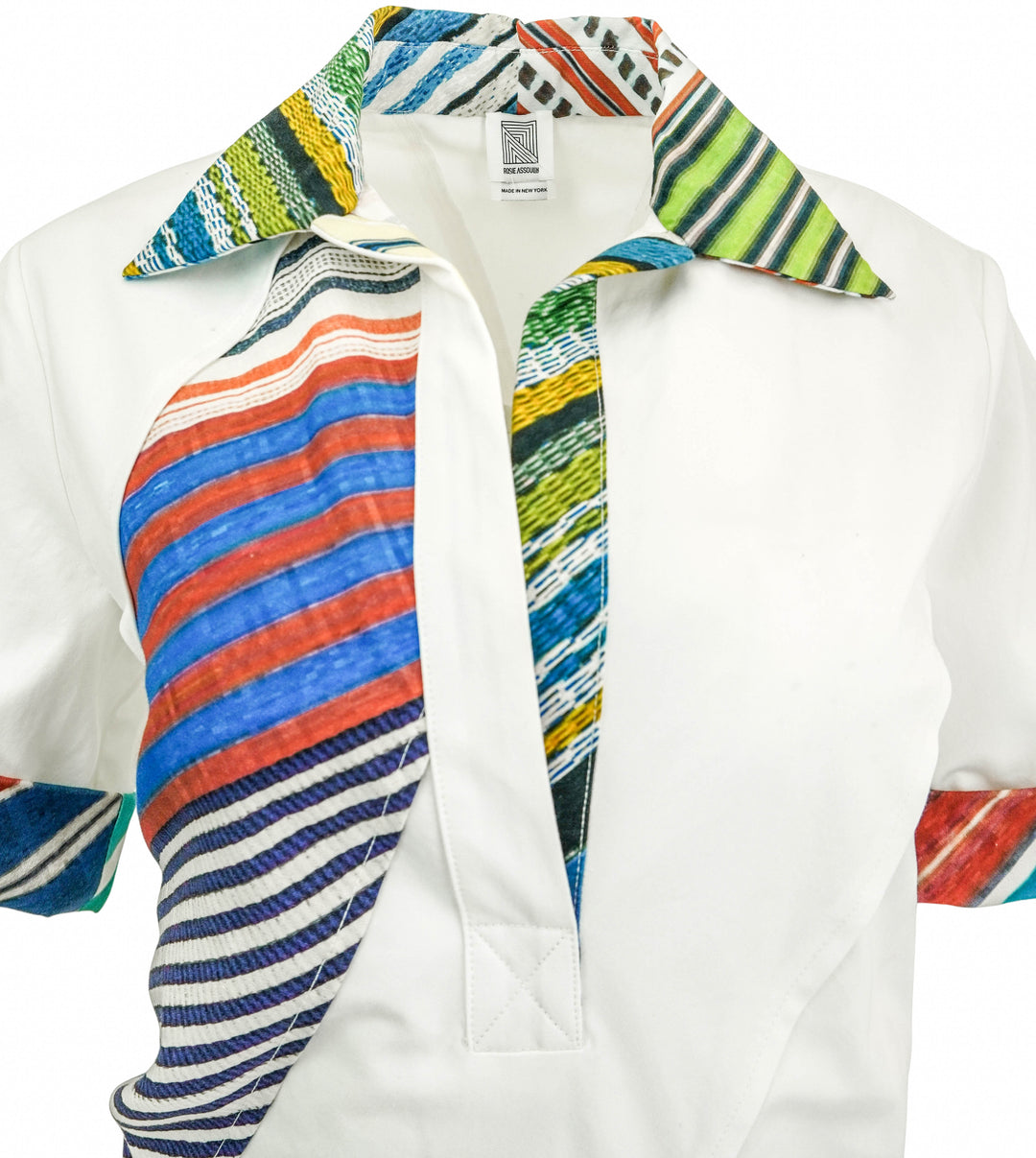 Rosie Assoulin Plot Twist Poplin Polo Dress in White Multi - Discounts on Rosie Assoulin at UAL