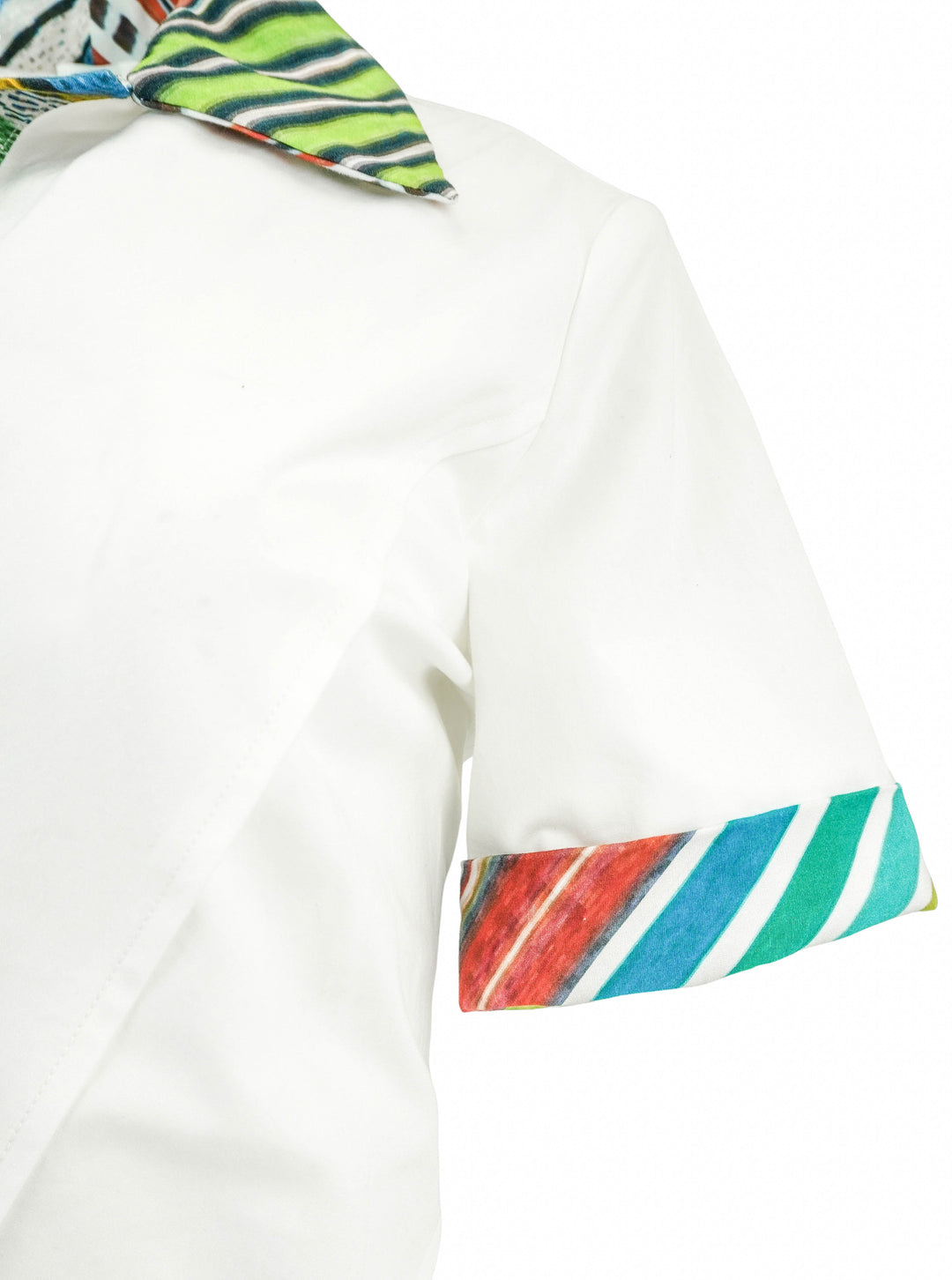 Rosie Assoulin Plot Twist Poplin Polo Dress in White Multi - Discounts on Rosie Assoulin at UAL