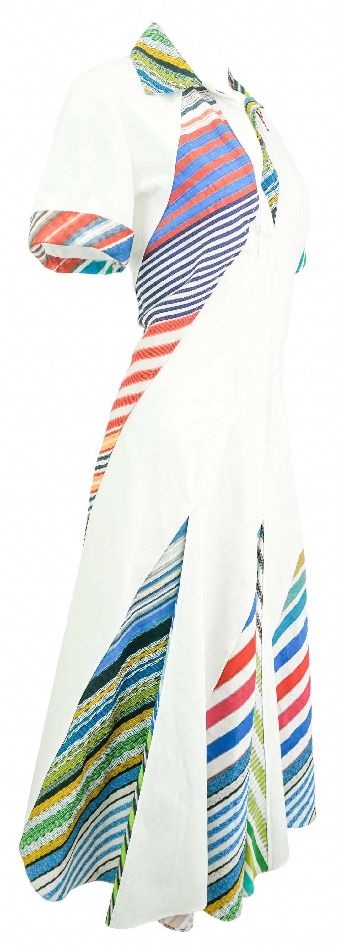 Rosie Assoulin Plot Twist Poplin Polo Dress in White Multi - Discounts on Rosie Assoulin at UAL