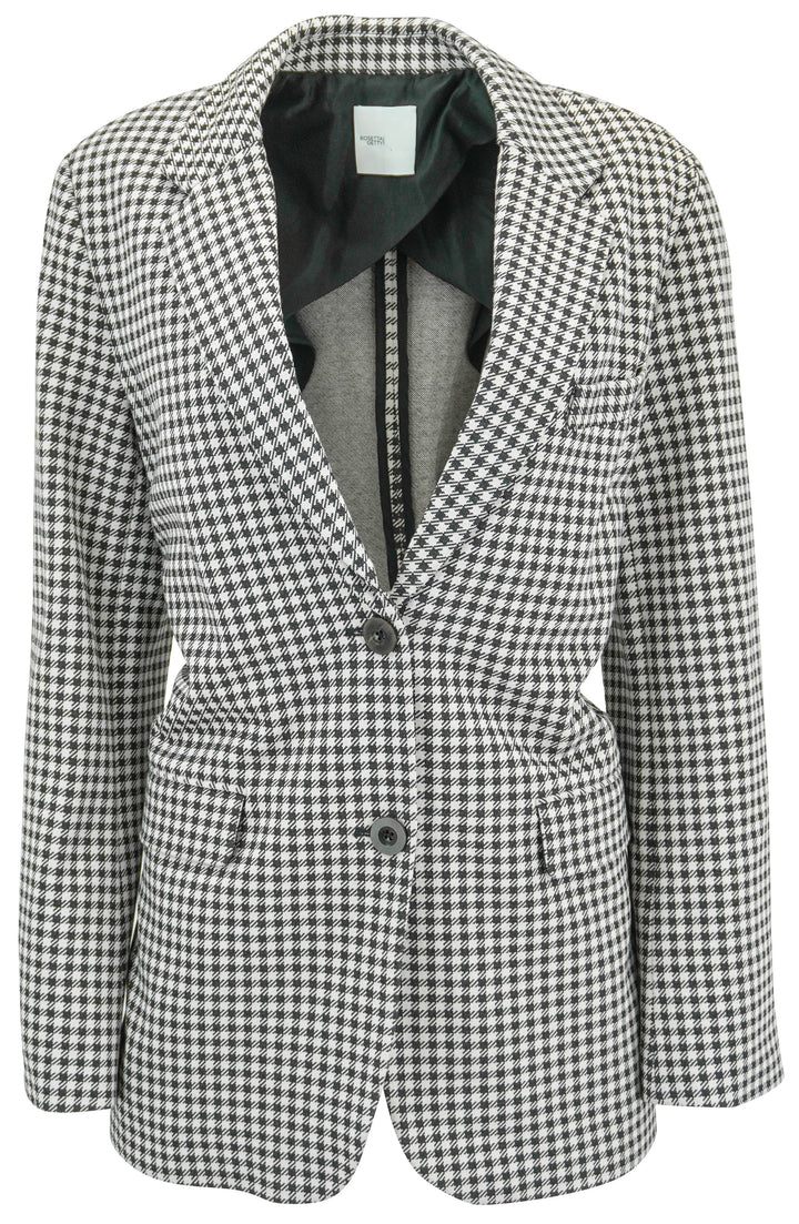 Rosetta Getty Houndstooth Print Blazer in Black and White - Discounts on Rosetta Getty at UAL