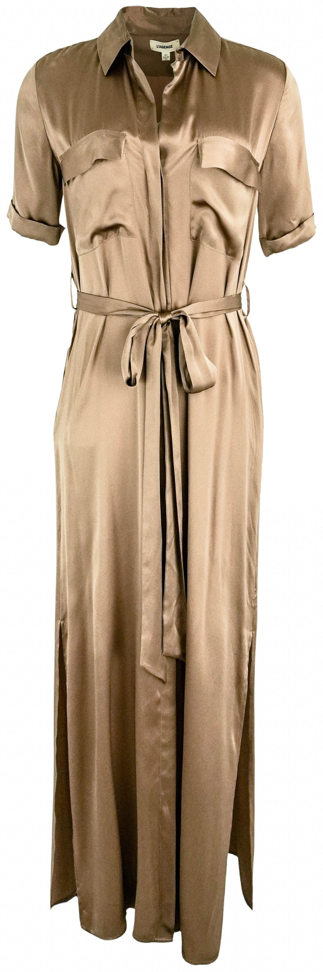 L'AGENCE Klement Cargo Dress in Dark Cappuccino - Discounts on L'AGENCE at UAL
