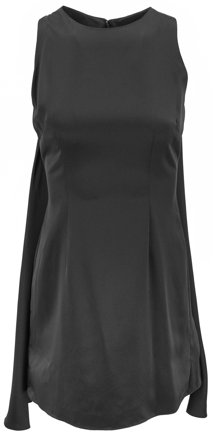 Alejandra Alonso Rojas Silk Mini Dress with Cape in Black - Discounts on Alejandra Alonso Rojas at UAL