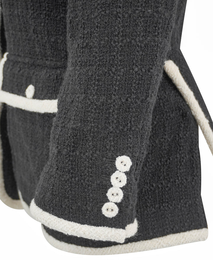 Thom Browne. Safari Jacket with White Tweed Tipping in Black