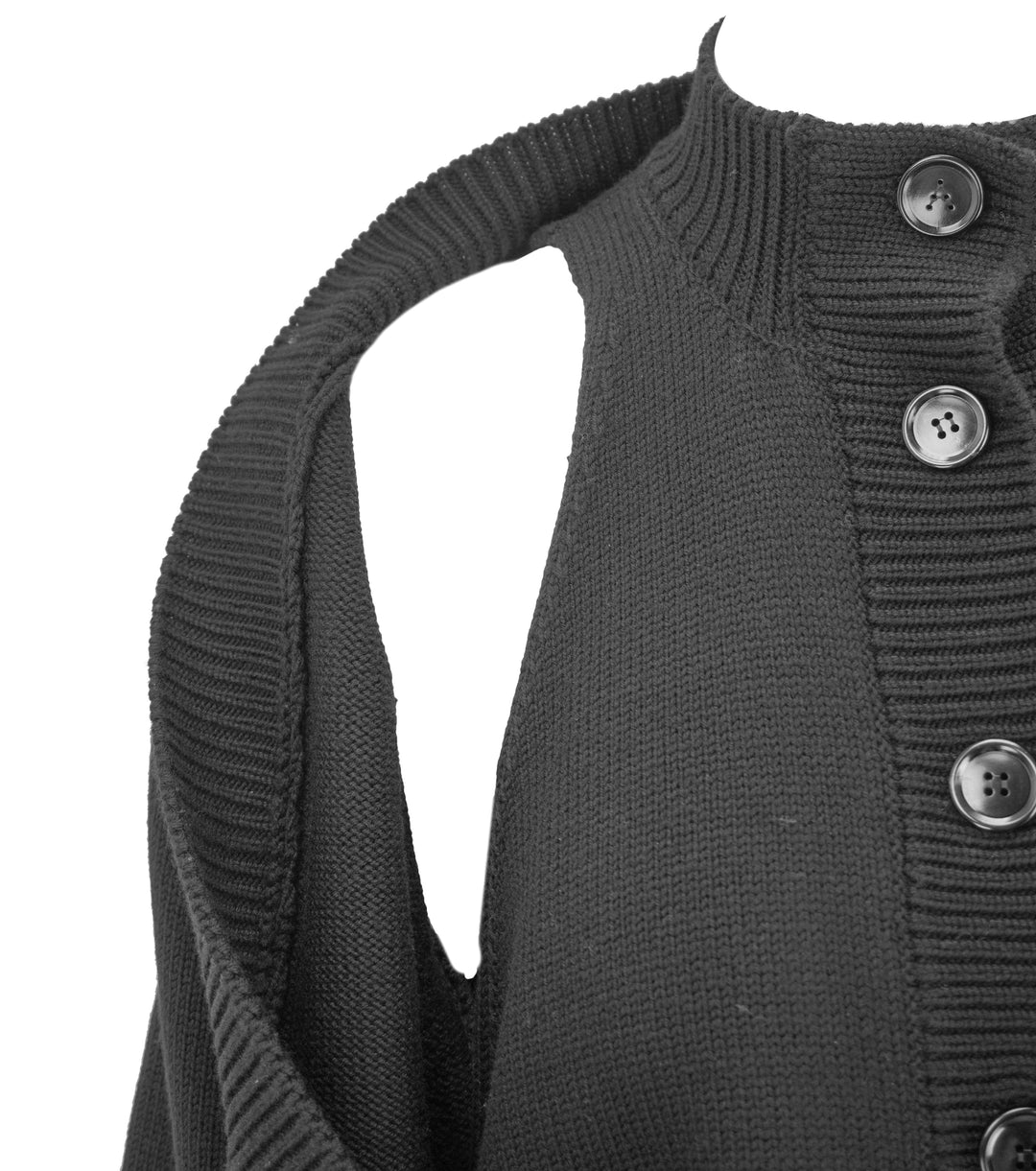 Alaïa Folded Hem Knit Cardigan in Black