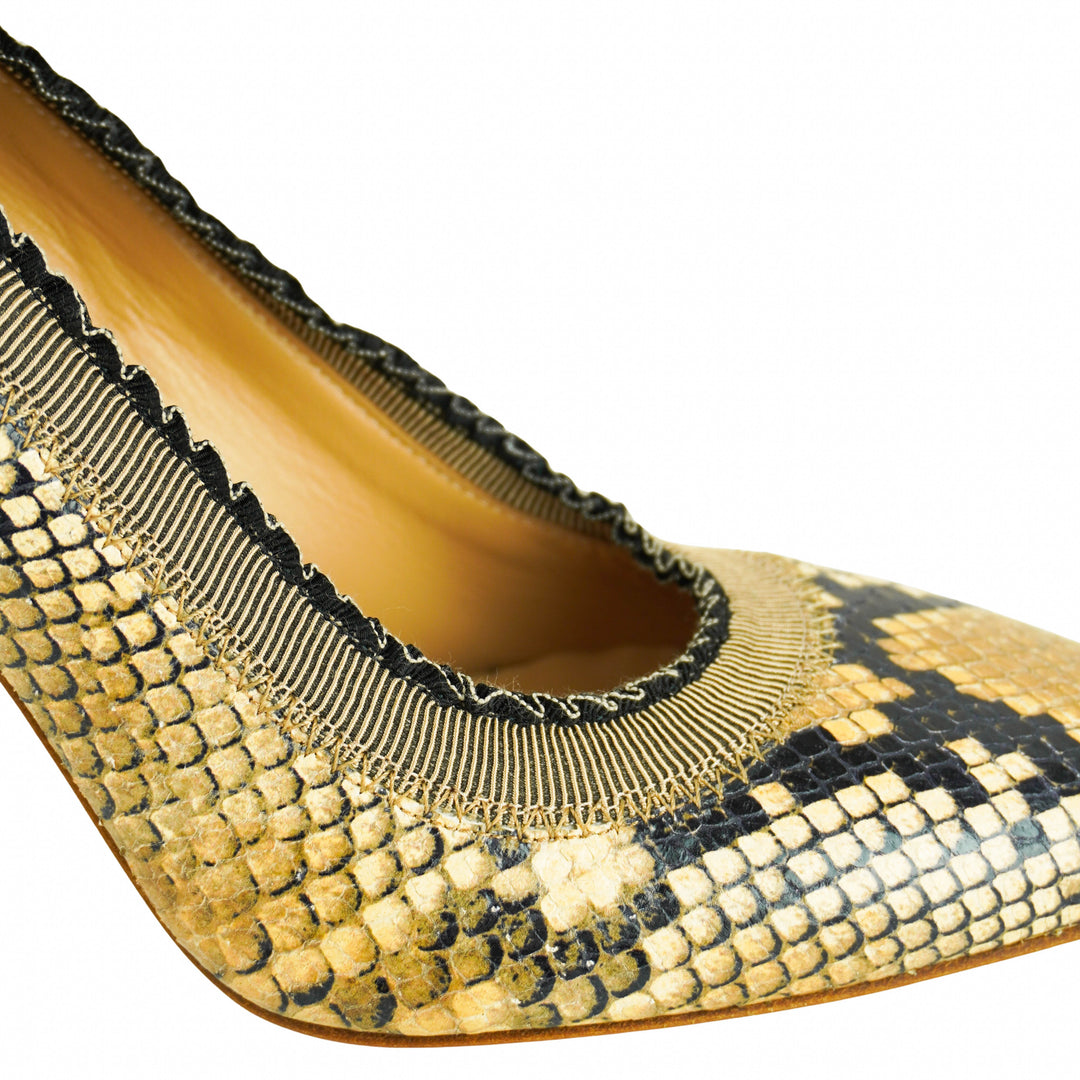 Ulla Johnson Elise Ruffle Pumps in Python Pastel Brown