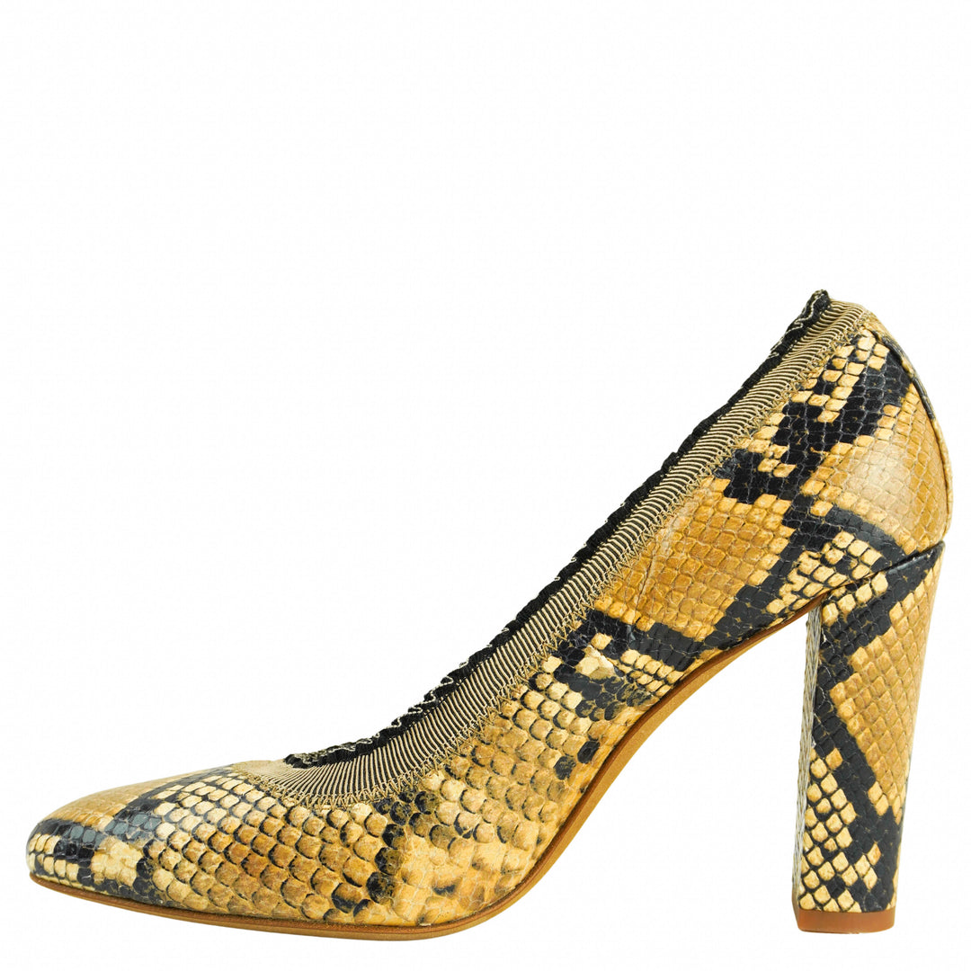 Ulla Johnson Elise Ruffle Pumps in Python Pastel Brown