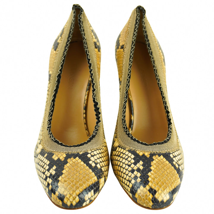 Ulla Johnson Elise Ruffle Pumps in Python Pastel Brown