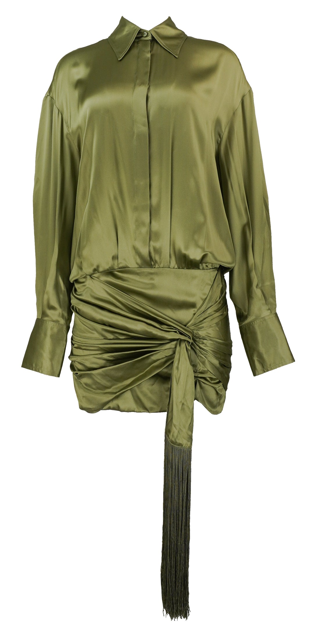 The Attico Mini Shirt Dress in Sage Green - Discounts on The Attico at UAL