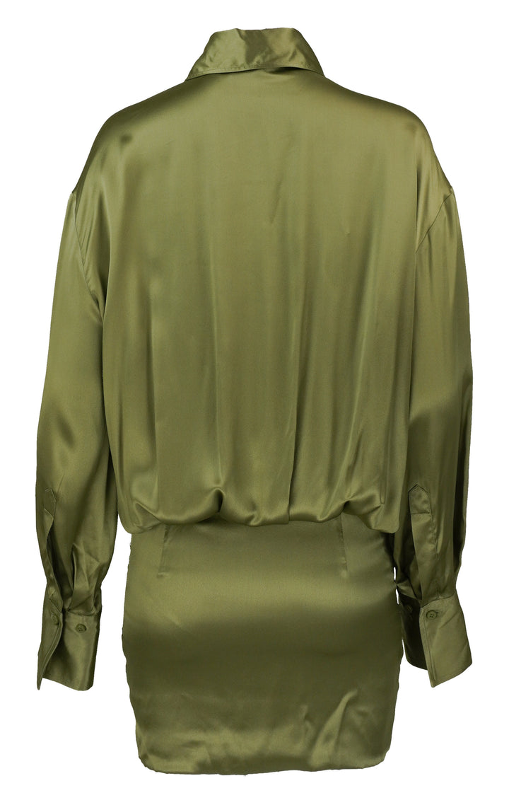 The Attico Mini Shirt Dress in Sage Green - Discounts on The Attico at UAL