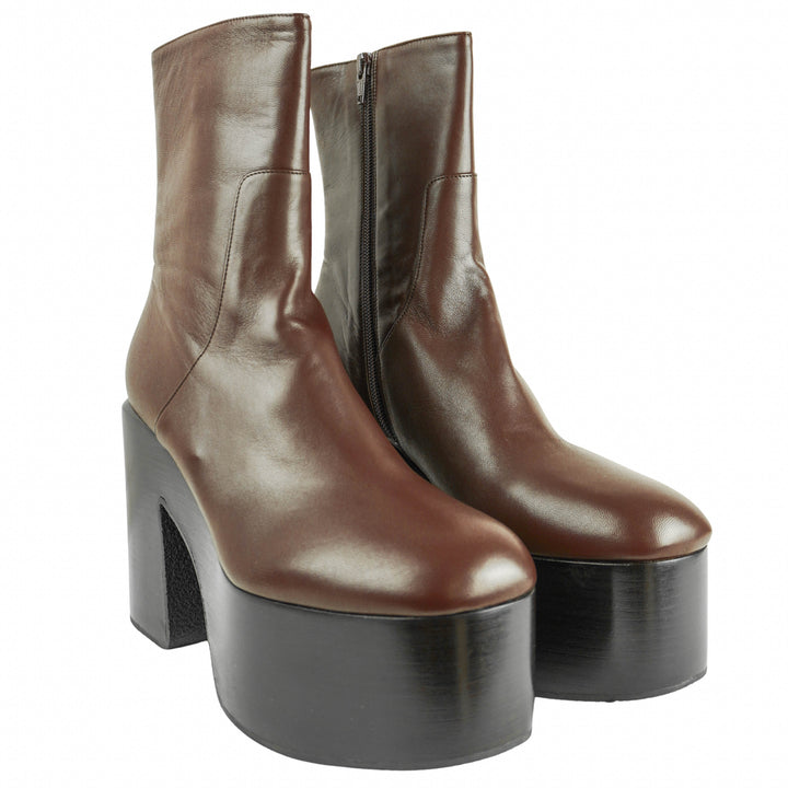 Dries Van Noten Platform Booties in Brown