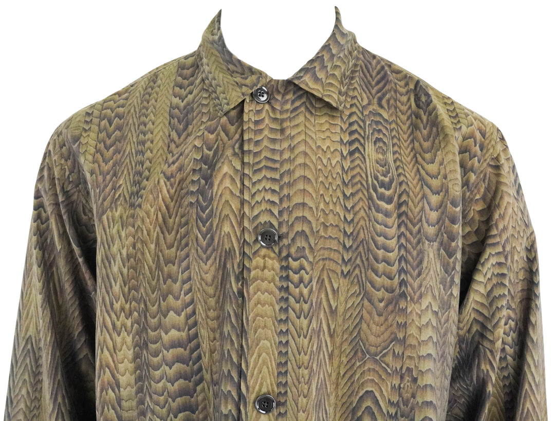 Lemaire Printed Pyjama Shirt in Dark Brown - Discounts on LEMAIRE at UAL