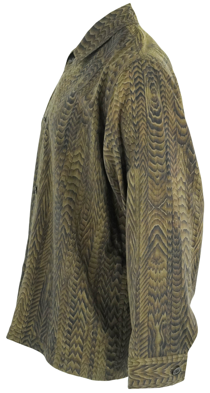 Lemaire Printed Pyjama Shirt in Dark Brown - Discounts on LEMAIRE at UAL
