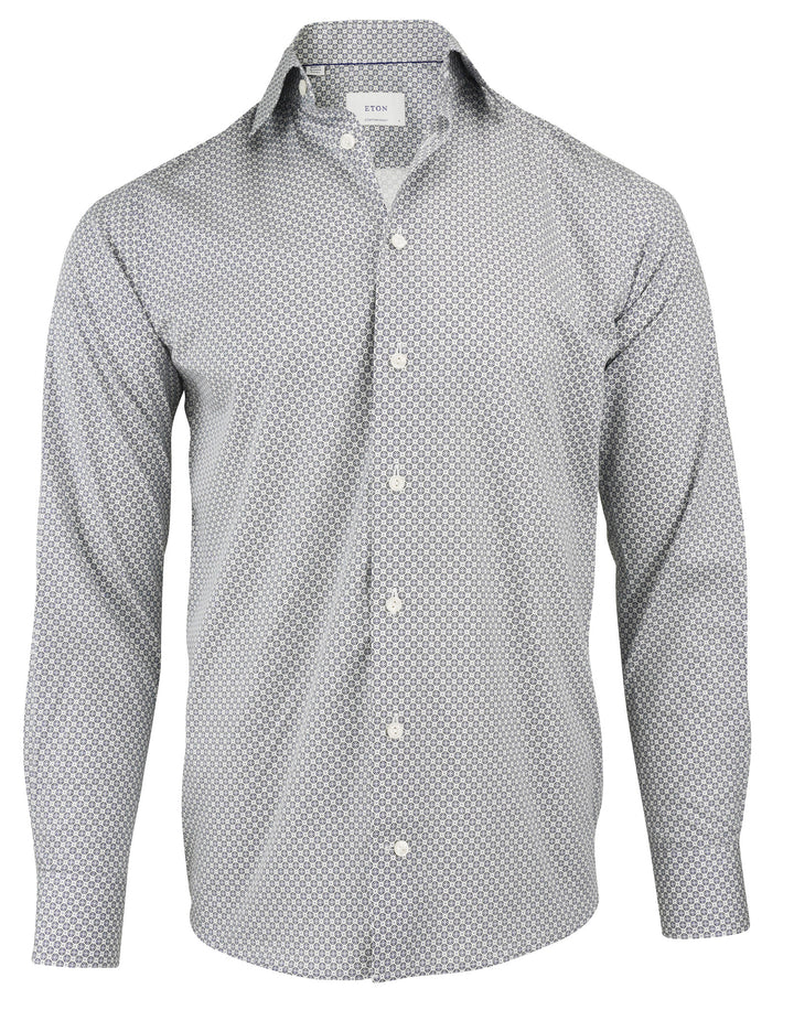 Eton Medallion Shirt in Blue/White - Discounts on Eton at UAL