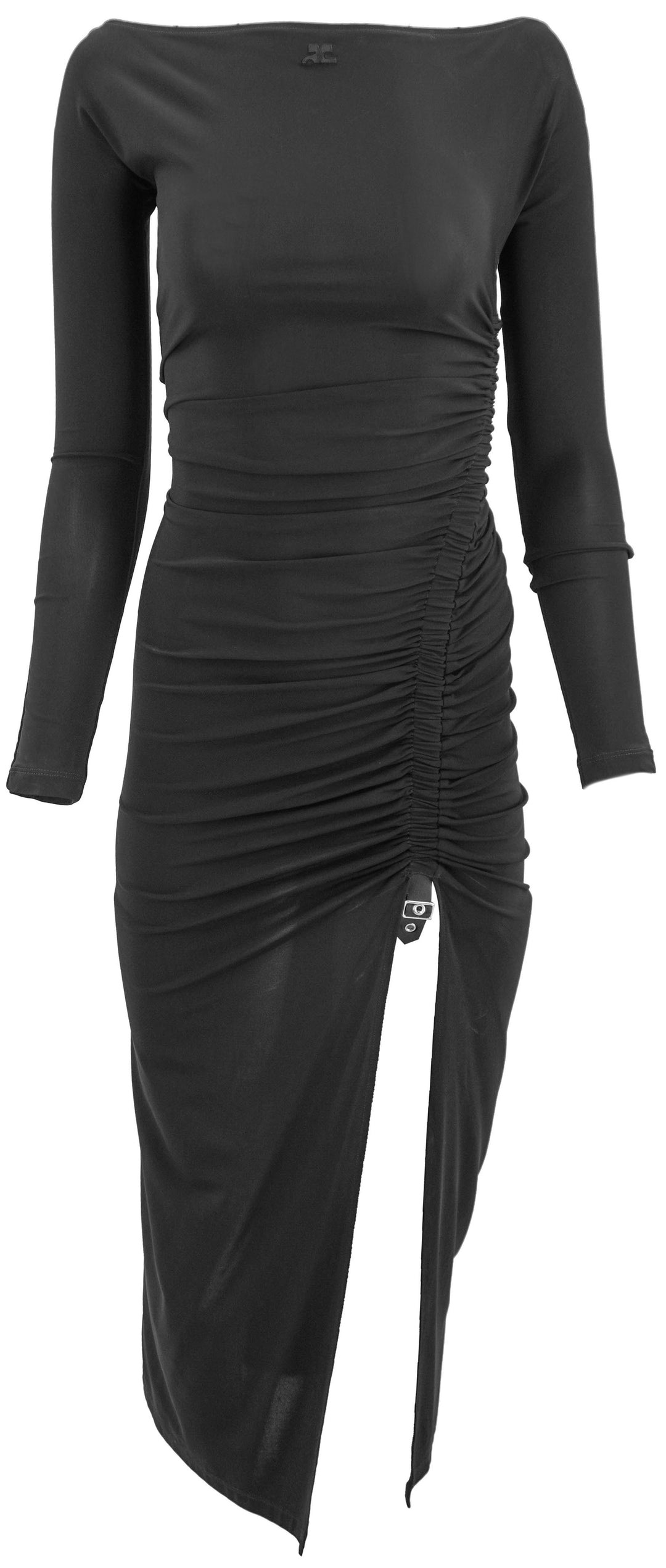 Courrèges Ruched Buckle Maxi Dress in Black - Discounts on Courrèges at UAL