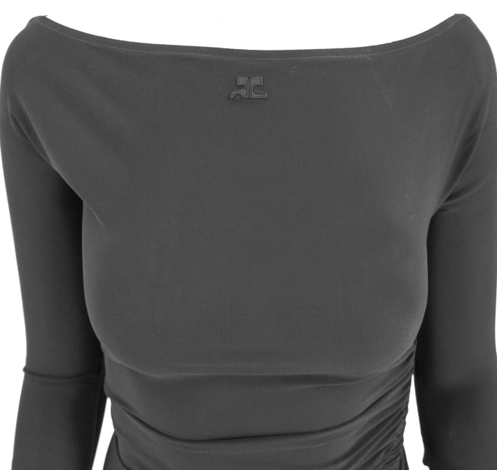Courrèges Ruched Buckle Maxi Dress in Black - Discounts on Courrèges at UAL