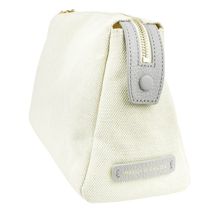 Neely & Chloe Medium Canvas Pouch in Cream and Stone - Discounts on Neely & Chloe at UAL