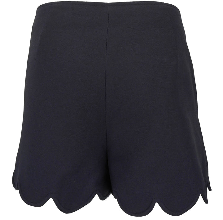 Valentino Scalloped Wool-Silk Crepe Mini Skort in Navy - Discounts on Valentino at UAL