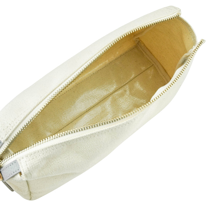 Neely & Chloe Medium Canvas Pouch in Cream and Stone - Discounts on Neely & Chloe at UAL