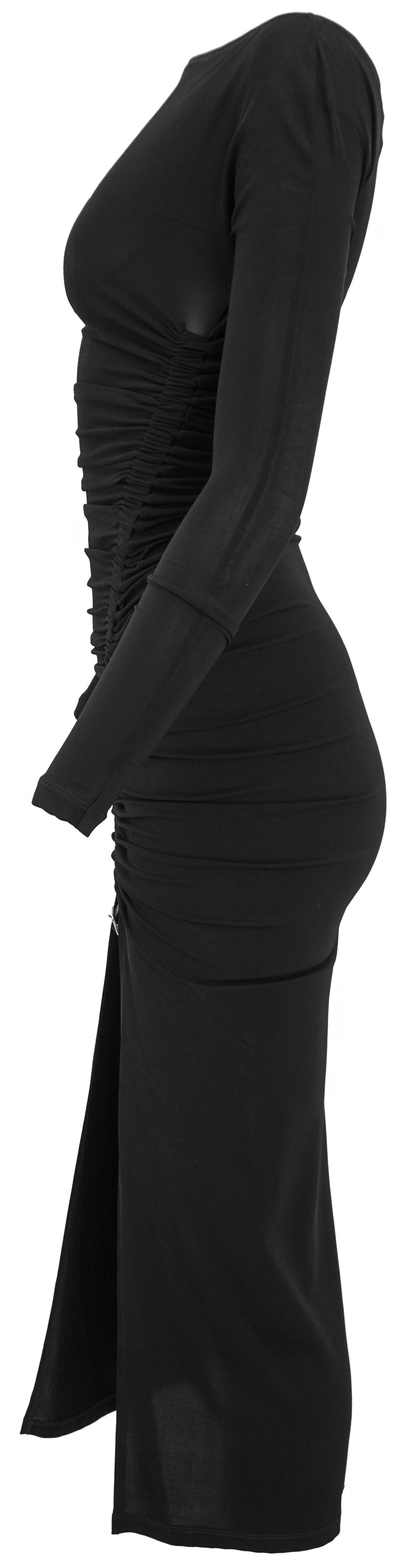Courrèges Ruched Buckle Maxi Dress in Black - Discounts on Courrèges at UAL