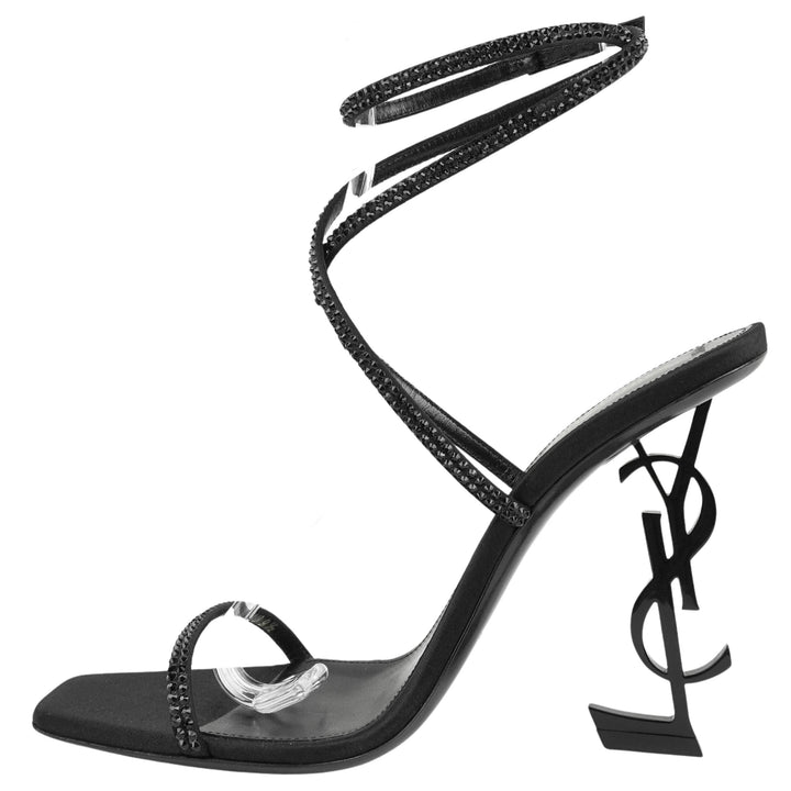 Saint Laurent Opyum Crystal Sandals in Black - Discounts on Saint Laurent at UAL