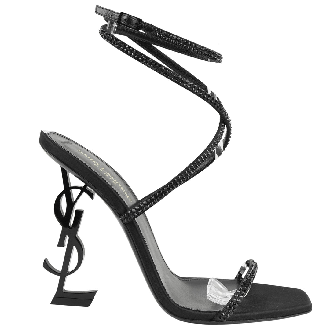 Saint Laurent Opyum Crystal Sandals in Black - Discounts on Saint Laurent at UAL