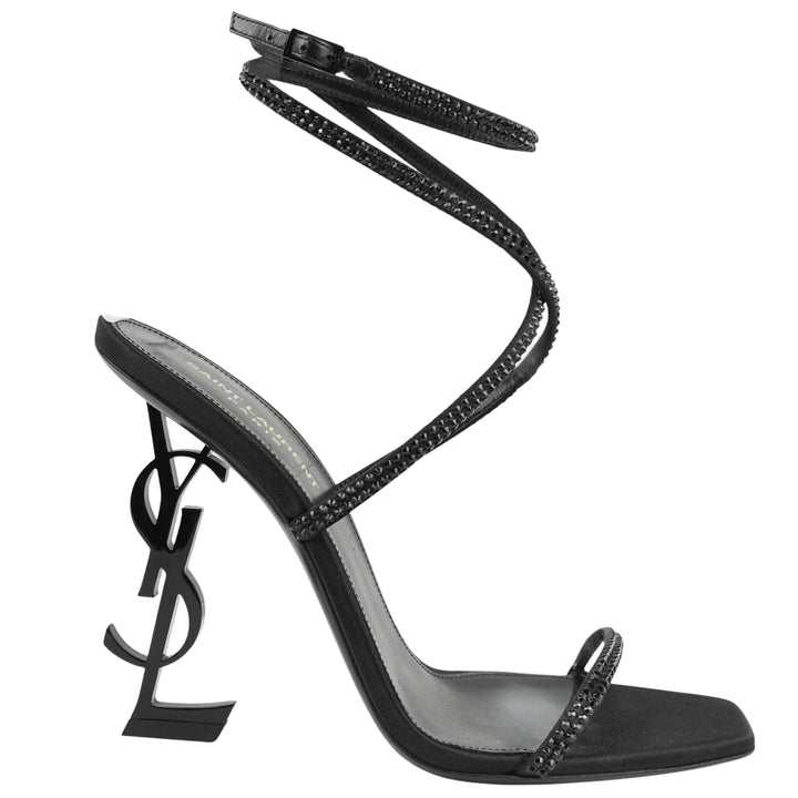 Saint Laurent Opyum Crystal Sandals in Black