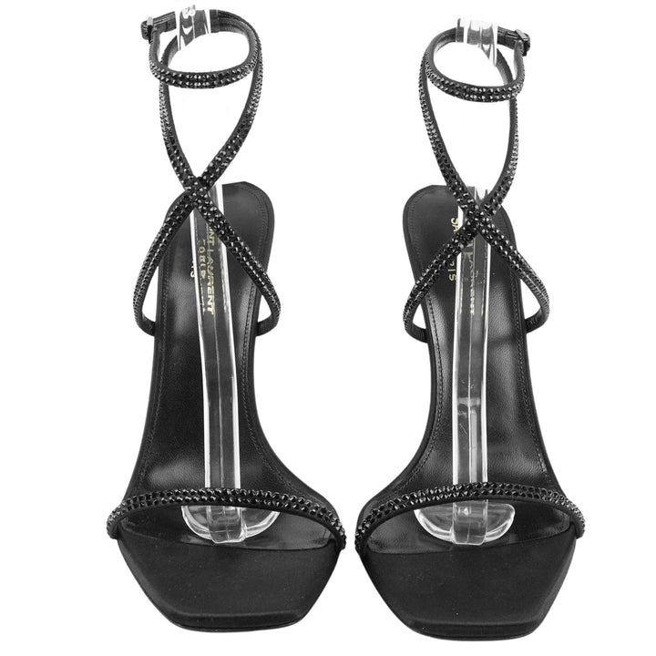 Saint Laurent Opyum Crystal Sandals in Black - Discounts on Saint Laurent at UAL
